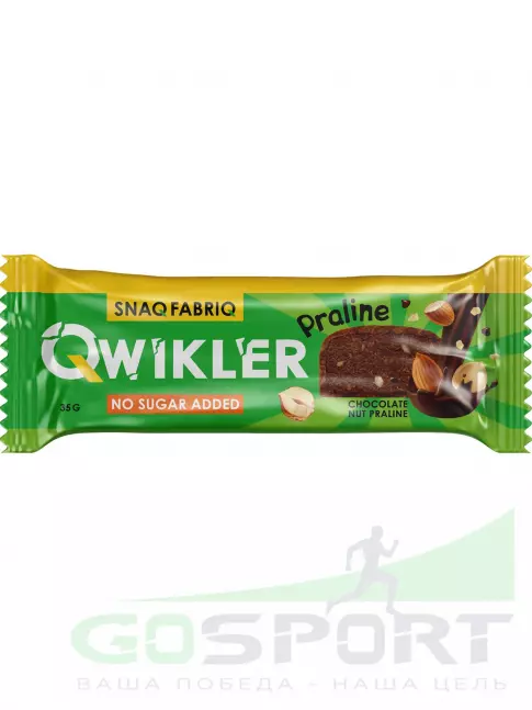 Протеиновый батончик SNAQ FABRIQ Шоколадный батончик без сахара "QWIKLER" (Квиклер) 35 г, Шоколадно-ореховое пралине