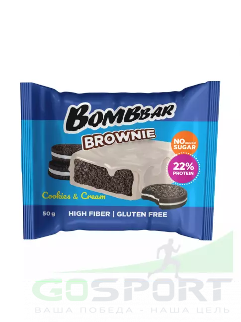 Протеиновый батончик BombBar Печенье глазированное "Брауни" 50 г, Печенье-крем