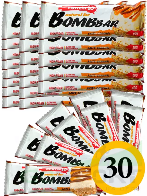 Протеиновый батончик BombBar Protein Bar 30 x 60 г, Соленая карамель