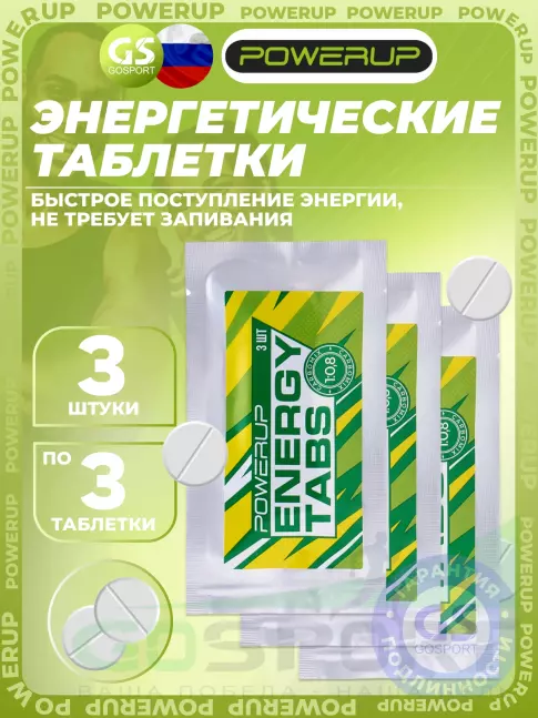 Углеводная загрузка Powerup Energy Tabs 3 x 3 таблетки