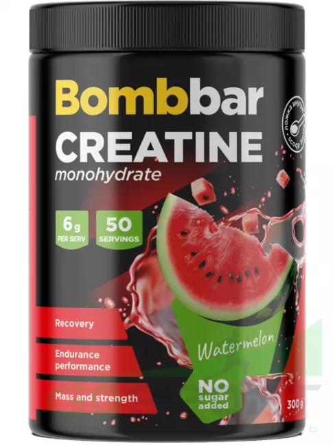 Креатин моногидрат BombBar Creatine monohydrate 5000 mg 300 г, Арбуз