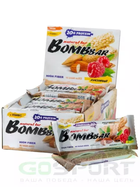 Протеиновый батончик BombBar Protein Bar 20 x 60 г, Рисовый