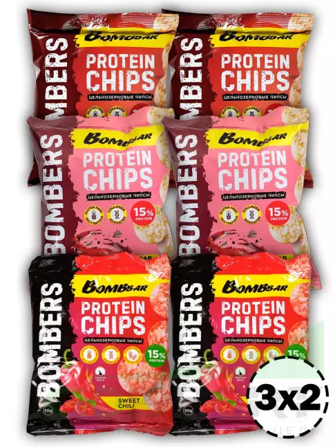 Чипсы BombBar Protein Chips 6 x 50 г, Микс