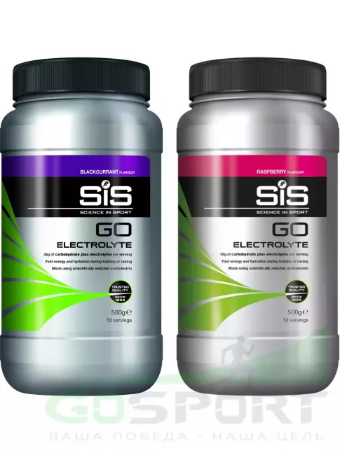 Изотоник SCIENCE IN SPORT (SiS) GO Electrolyte Powder 2 x 500 г, Черная смородина, Малина