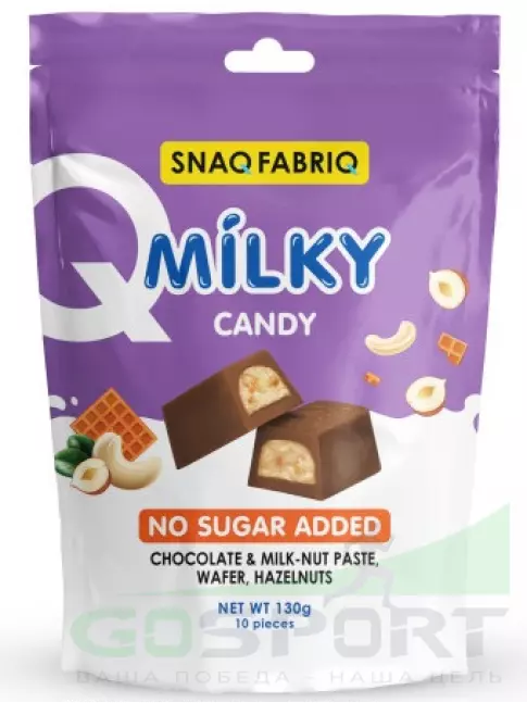 Протеиновый батончик SNAQ FABRIQ Milky 130 г, Молочно-ореховая паста с вафлей и фундуком