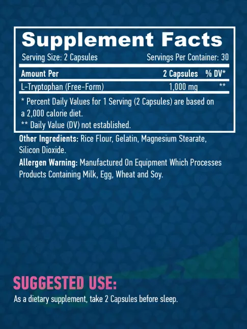 Haya Labs L-Tryptophan 500 mg 60 капсул Haya Labs L-Tryptophan 500 mg 60 капсул