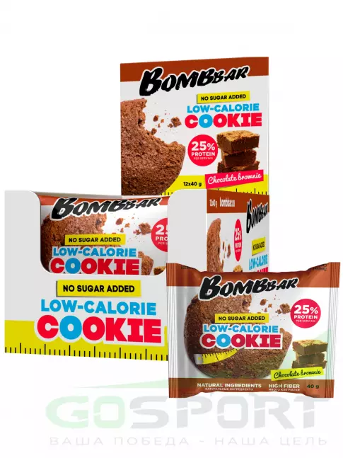 Протеиновый батончик BombBar Protein cookie 12 х 40 г, Шоколадный брауни