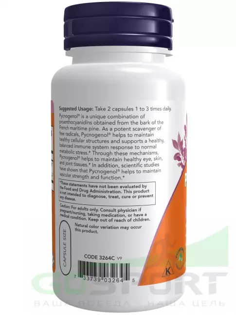  NOW FOODS Pycnogenol 30 mg 60 веган капсул