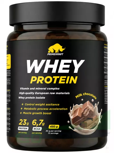 Сывороточный протеин PRIMEKRAFT Whey Protein 450 г, Молочный шоколад