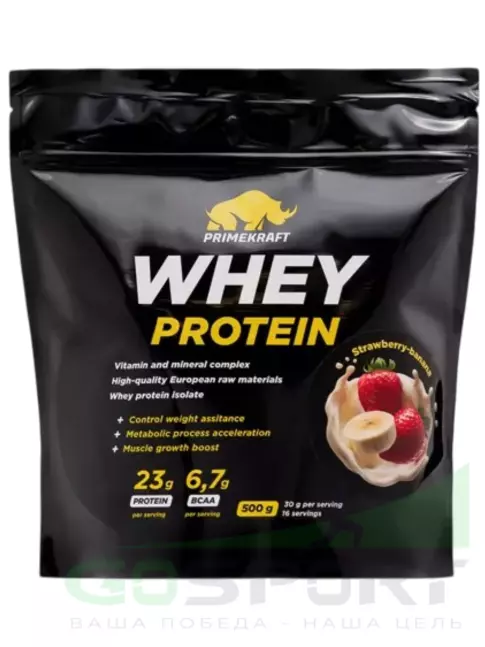 Сывороточный протеин PRIMEKRAFT Whey Protein 500 г, Клубника-банан