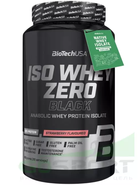 Изолят протеина BioTechUSA Iso Whey Zero Black 908 г, Клубника Изолят протеина BioTechUSA Iso Whey Zero Black 908 г, Клубника