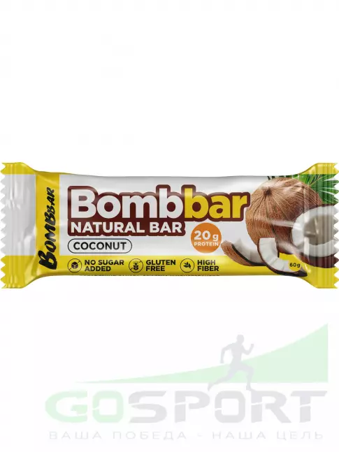 Протеиновый батончик BombBar Protein Bar 60 г, Кокос