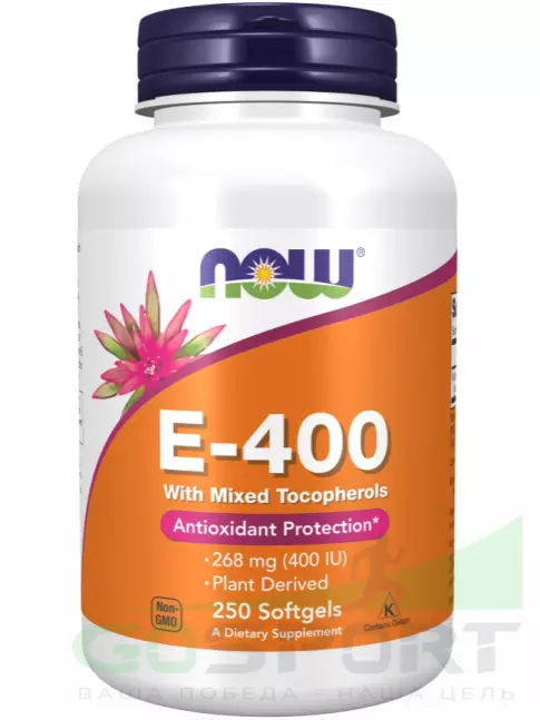  NOW FOODS E-400 With Mixed Tocopherols 250 гелевых капсул