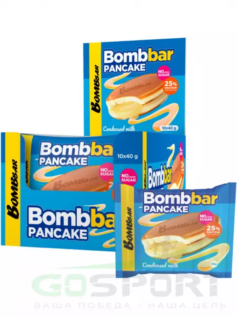 Протеиновый батончик BombBar Панкейк протеиновый 10 x 40 г, Сгущенка