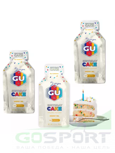 Энергетический гель питьевой GU Energy Labs GU Original Energy Gel no caffeine 3 x 32 г, Праздничный торт