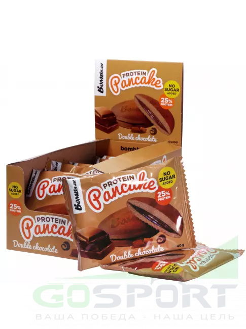 Протеиновый батончик BombBar Панкейк протеиновый 10х40 г, Двойной шоколад