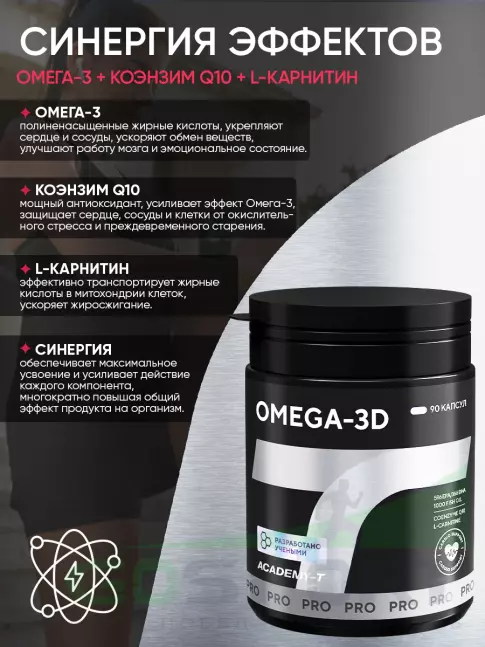 Омега-3 АКАДЕМИЯ-Т OMEGA-3D 90 капсул
