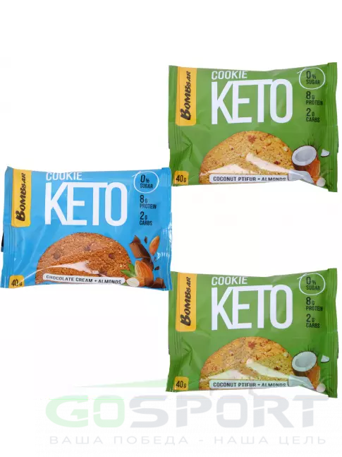 Протеиновый батончик BombBar Кето печенье COOKIE KETO 3 x 40 г, Микс Протеиновый батончик BombBar Кето печенье COOKIE KETO 3 x 40 г, Микс