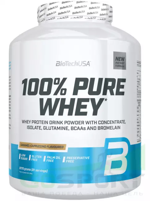 Сывороточный протеин BioTechUSA 100% Pure Whey 2270 г, Карамель-капучино