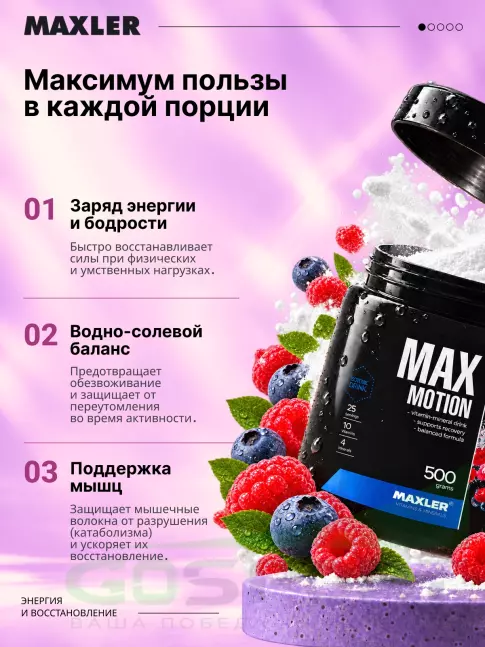 Изотоник MAXLER Max Motion 500 г, Дикие ягоды