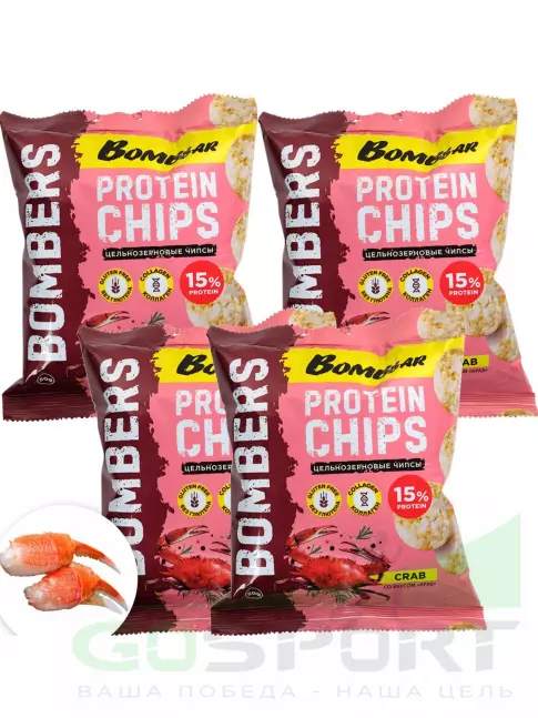 Чипсы BombBar Protein Chips 4 x 50 г, Краб