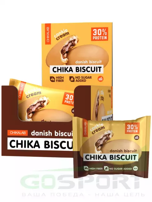 Протеиновый батончик Chikalab Бисквитное печенье Chika Biscuit 9 шт x 50 г, Датский бисквит