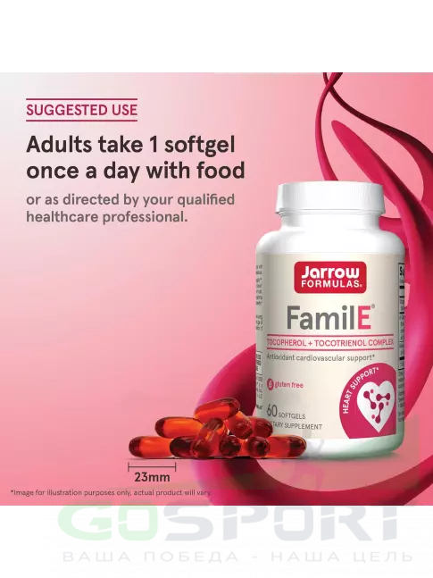  Jarrow Formulas Famil-E 60 гелевых капсул