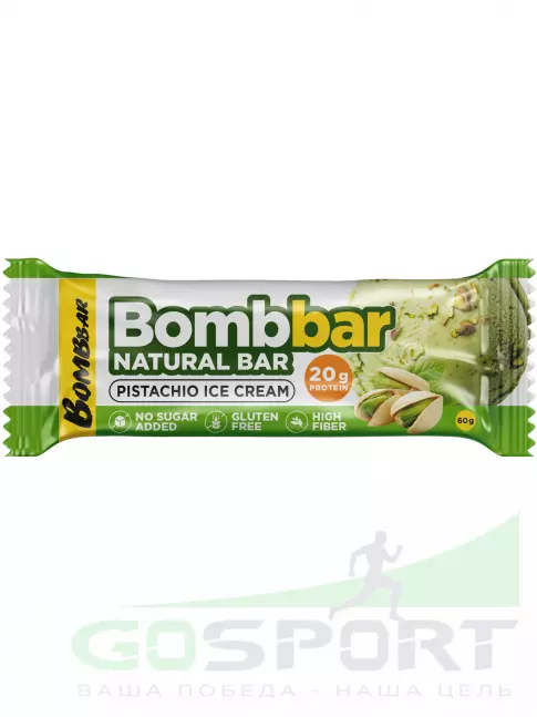 Протеиновый батончик BombBar Protein Bar 60 г, Фисташковый-Пломбир