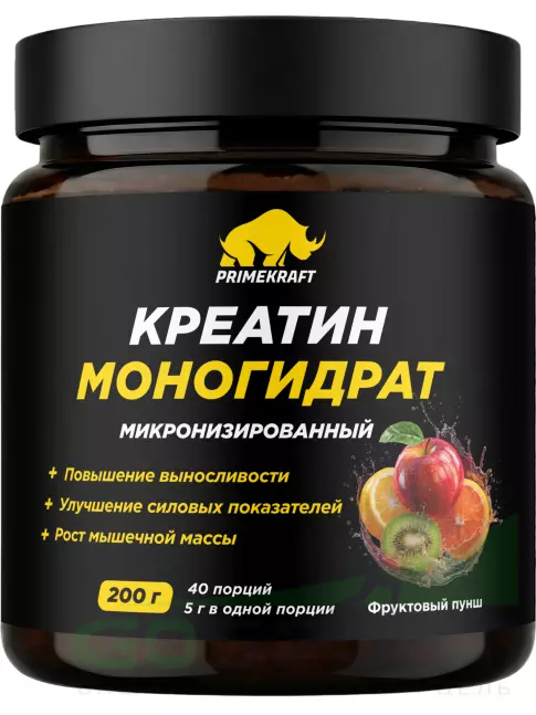 Креатин моногидрат PRIMEKRAFT Креатин моногидрат микронизированный 4500 мг 200 г, Фруктовый пунш