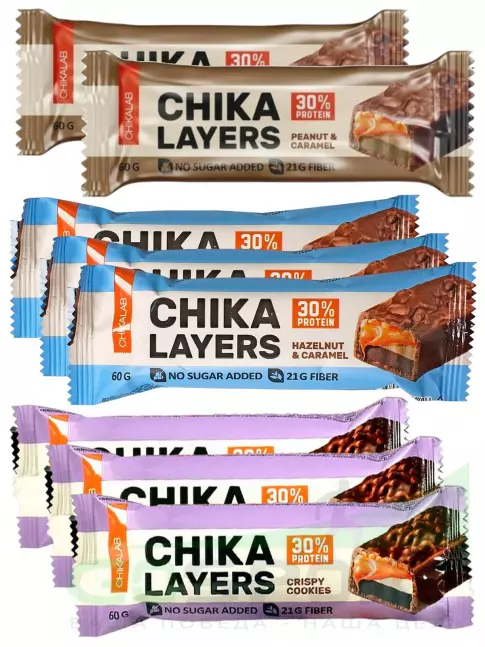 Протеиновый батончик Chikalab Chika Layers 8 х 60 г, Микс