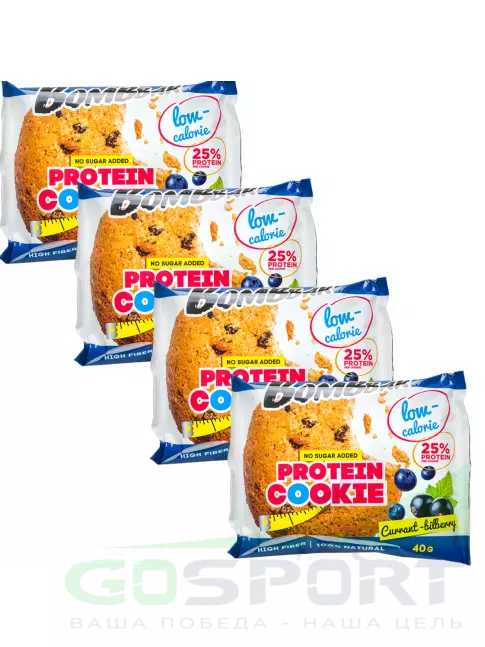 Протеиновый батончик BombBar Protein cookie 4 x 40 г, Смородина - Черника