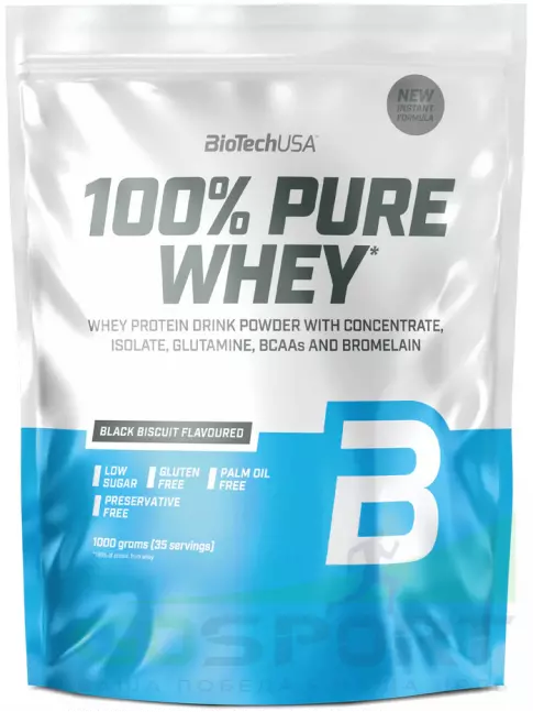 Сывороточный протеин BioTechUSA 100% Pure Whey 1000 г, Черный бисквит Сывороточный протеин BioTechUSA 100% Pure Whey 1000 г, Черный бисквит