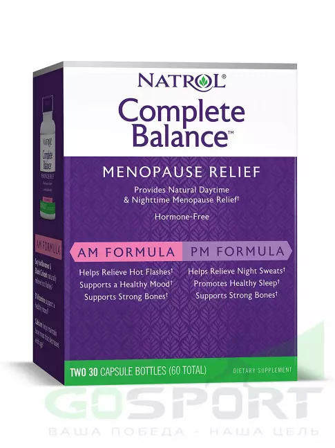  Natrol Complete Balance for menopause AM&PM formula 30+30 caps 30+30 капсул, Нейтральный