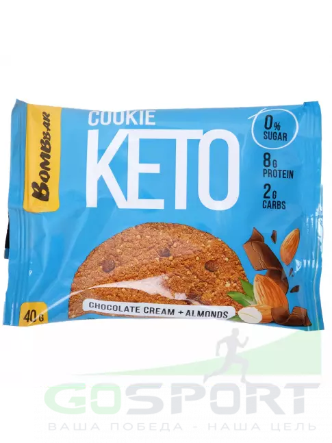 Протеиновый батончик BombBar Кето печенье COOKIE KETO 40 г, Со вкусом шоколадного крема и миндаля