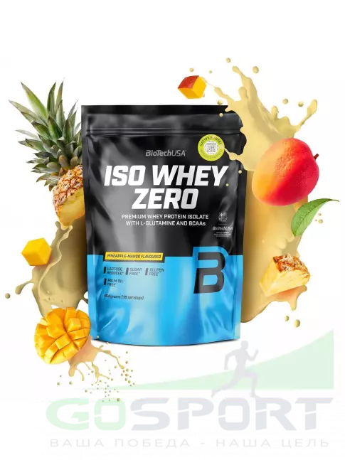 Изолят протеина BioTechUSA Iso Whey Zero 454 г, Ананас - манго