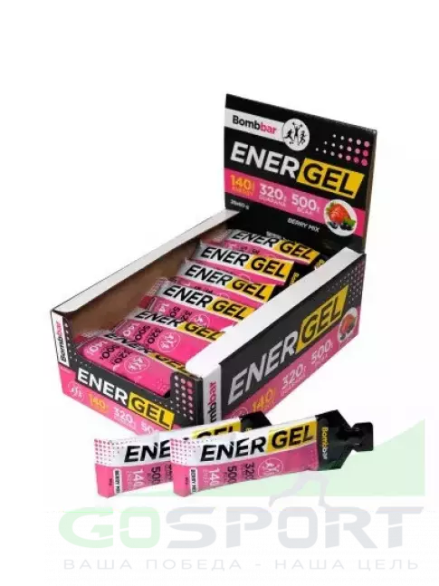 Гель питьевой BombBar EnerGel 20 х 60 г, Ягодный микс