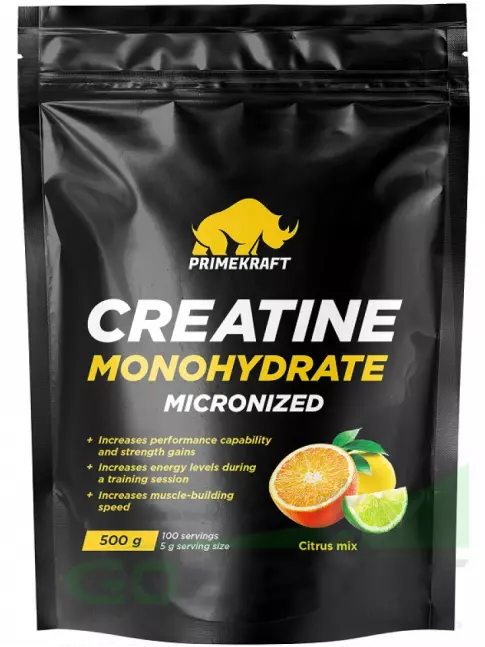 Креатин моногидрат PRIMEKRAFT Creatine Monohydrate 4500 mg 500 г, Цитрусовый микс Креатин моногидрат PRIMEKRAFT Creatine Monohydrate 4500 mg 500 г, Цитрусовый микс