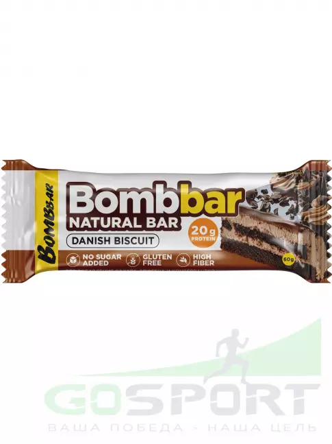 Протеиновый батончик BombBar Protein Bar 60 г, Датский бисквит
