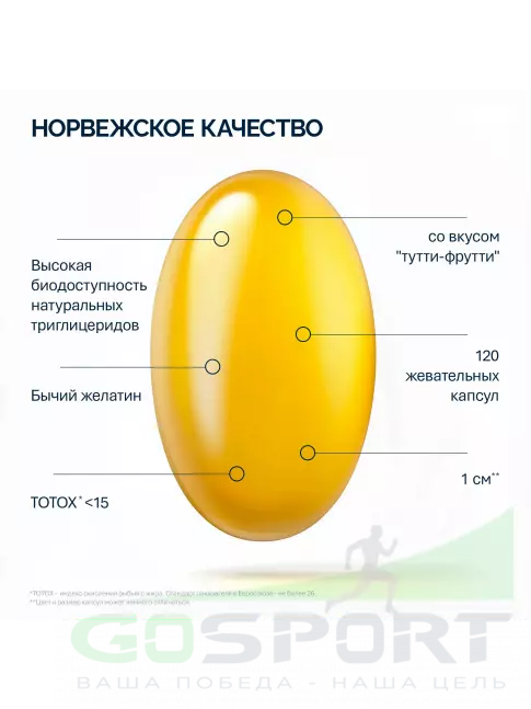 Омега-3 NFO Omega-3 Kids 800 mg 120 жевательных капсул, Тутти-фрутти