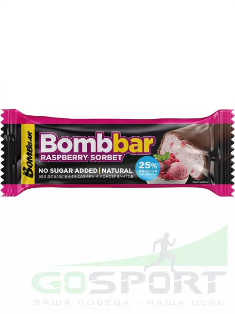 Протеиновый батончик BombBar Батончики в шоколаде без сахара 6 x 40 г, Малиновый сорбет