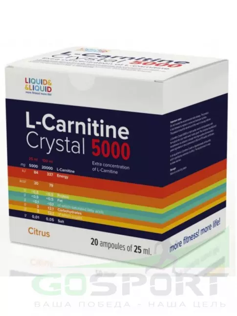  LIQUID & LIQUID L-Carnitine Crystal 5000 20x25 мл, Цитрус