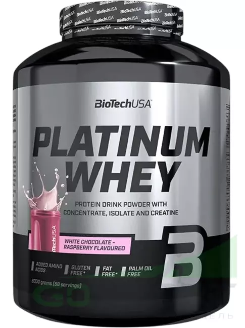 Сывороточный протеин BioTechUSA Platinum Whey 2000 г, Белый шоколад-малина