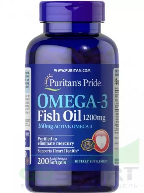 Омега-3 Puritan's Pride Omega-3 Fish Oil 1200 mg 200 капсул
