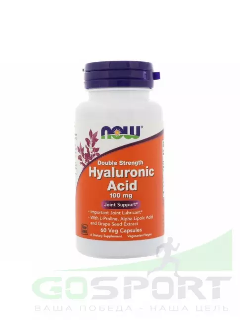  NOW FOODS Hyaluronic Acid with MSM - Гиалуроновая кислота 100 мг 60 капсул, Нейтральный