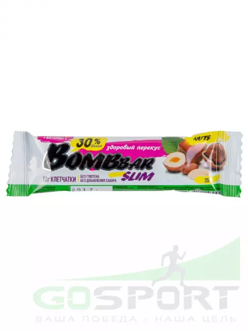 Протеиновый батончик BombBar Protein Bar Slim 6 х 35 г, Фундук-арахис