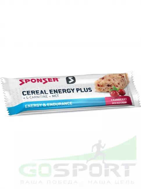 Энергетический батончик SPONSER CEREAL ENERGY PLUS 15 x 40 г, Клюква Энергетический батончик SPONSER CEREAL ENERGY PLUS 15 x 40 г, Клюква