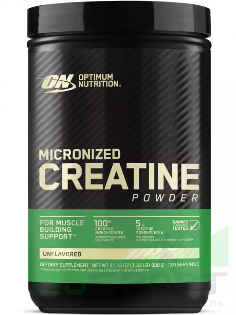 Микронизированный креатин Optimum Nutrition Creatine Micronized Powder 600 г, Натуральный