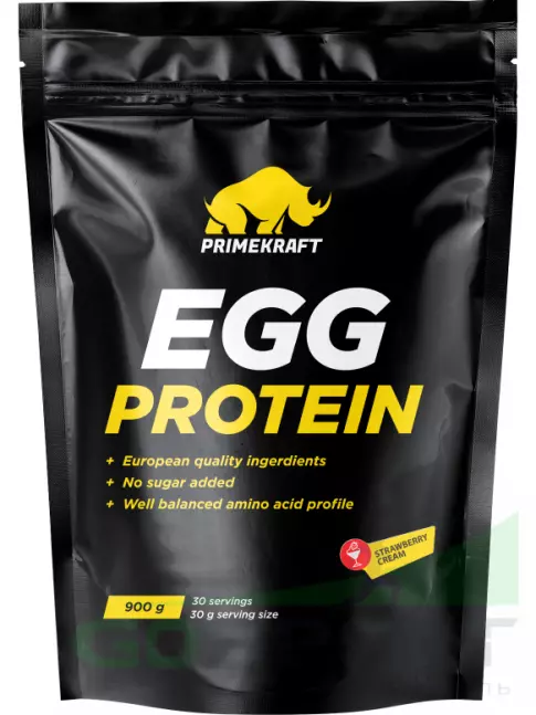 Яичный протеин PRIMEKRAFT Egg Protein 900 г, Клубника-сливки