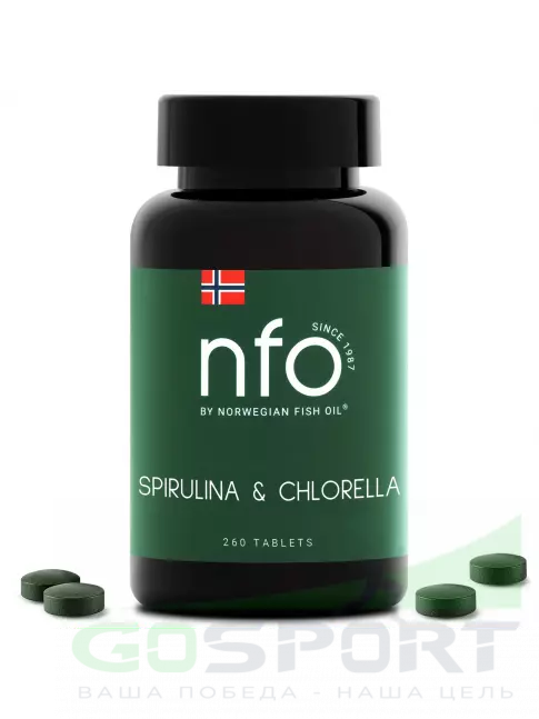 Антиоксиданты NFO Spirulina 1000 mg & Chlorella 1000 mg 260 таблеток