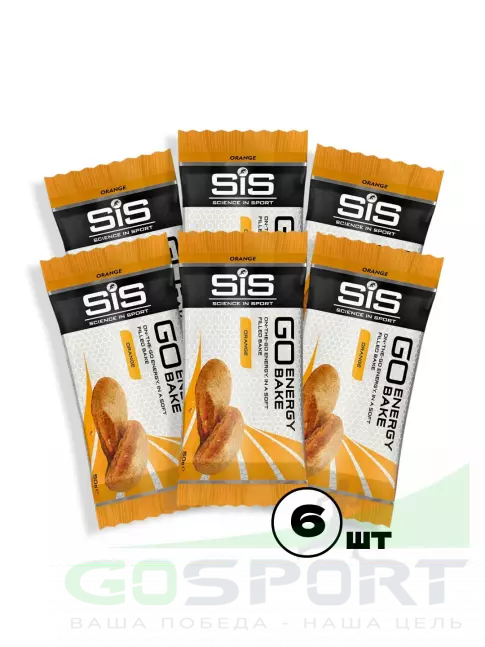 Энергетический батончик SCIENCE IN SPORT (SiS) GO Energy Bake 6 x 50 г, Апельсин